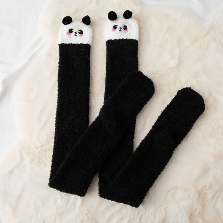 Womens Thigh High Socks Cartoon Fuzzy Sock Winter Warm Over Knee High Sock Home  Thigh-High Warm Sock Leggings 