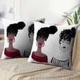 thumbnail image 3 of LALILO Throw Pillow Covers African American Girl Red Lips Color Cushion Cover 18" x 18", 2 Pack, 3 of 6