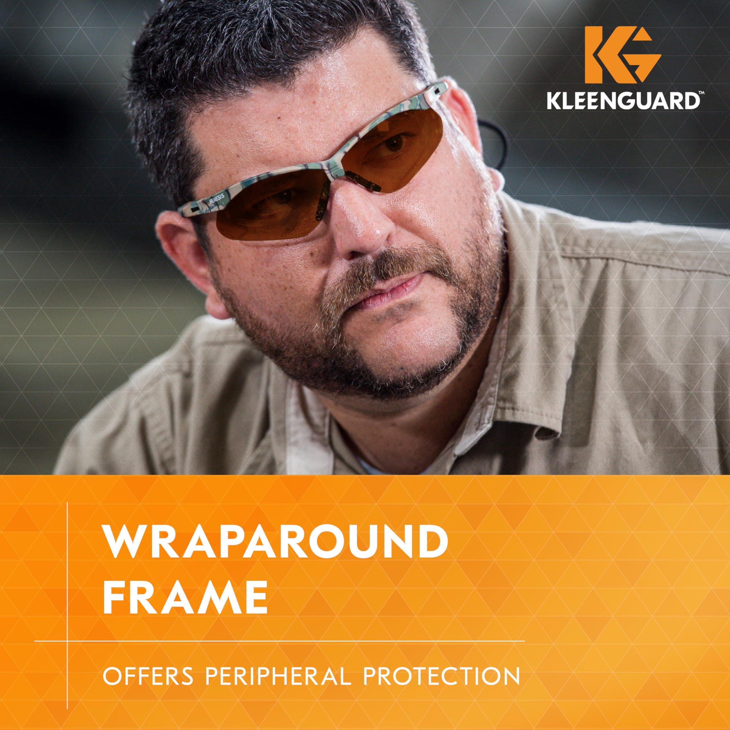 KLEENGUARD V30 Nemesis Safety Glasses 19644, Bronze Lenses with Camo Frame, 12 Pairs / Case