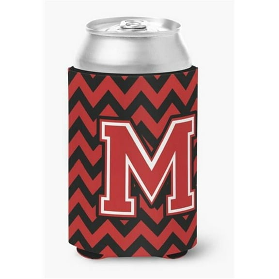 Letter M Chevron Black & Red Can or Bottle Hugger
