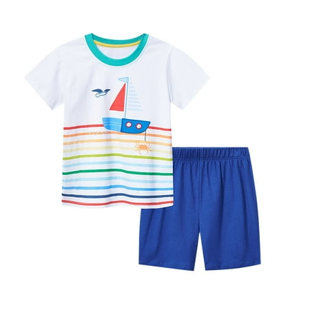 

ZIZOCWA Baby Boy Clothes 3-6 Months Summer Children S Short Sleeved Shorts Two Piece Knitted Cotton Cartoon Boat Pattern Children S Suit Sweat Outfit for Toddler Boys Baby Boy Clothe Set 5T Sweatsui