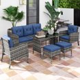 thumbnail image 2 of Outsunny 6 Piece Patio Furniture Set w/ Chairs Ottomans Sofa Table Cushions, 2 of 10
