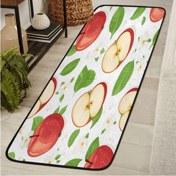 CURLYOOT Fruit Apples Runner Rug 2'x6' Washable Kitchen Runner Rug Indoor Non Slip Laundry Rugs Floor Carpet for Hallway Kitchen Entryway Bedroom Living Room