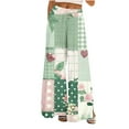 thumbnail image 2 of Cxenplz Palazzo Pants for Women 2025, Elastic High Waisted Boho Casual Loose Wide Leg Pants Plus Size Print Baggy Lounge Trouser Pants on Clearance, 2 of 6