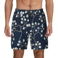 thumbnail image 2 of Picia Cherry Blossoms on Navy Background pattern Mens Swim Trunks with Compression Liner Stretch Beach Shorts Quick Dry with Zipper Pockets No-Chafing Board Shorts-XX-Large, 2 of 9