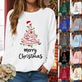 thumbnail image 2 of adviicd Merry Christmas Shirt for Women Santa Christmas Tree Long Sleeve Sweatshirt Gifts (Sky Blue, M), 2 of 9