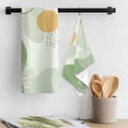 thumbnail image 3 of Boho Green, Kitchen Towel Dish Cloths Set of 2, Microfiber Soft Kitchen Hand Towels, AbstractGeometric Leaves Plant Aesthetic Art Absorbent Quick Drying Dishcloths 18 x 28 Inches, 3 of 8