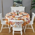 thumbnail image 2 of Fall Pumpkins Leaves Pattern Round Tablecloth 60" X 60",Wrinkle Wipeable Table Cloth for Kitchen Dining Room Picnic Patio Party, 2 of 6
