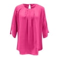 thumbnail image 5 of MIXUE Boho Tops For Women Summer Solid Color Round Neck Short Sleeve Casual Soft Pullover Shirts For Women T Shirts Daily-Wear,Pink,M, 5 of 5