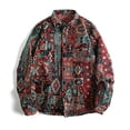 thumbnail image 3 of Blusa y camisa de manga larga con cuello vuelto para hombre, informal, a la moda, con estampado liso, botones, manga larga, cuello vuelto, blusa de poliéster para hombre, 3 of 8