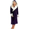 thumbnail image 2 of 2023 Fleece Bathrobe Women Soft Dressing Gown Hooded Fluffy Towling Bath Robe-1, 2 of 5