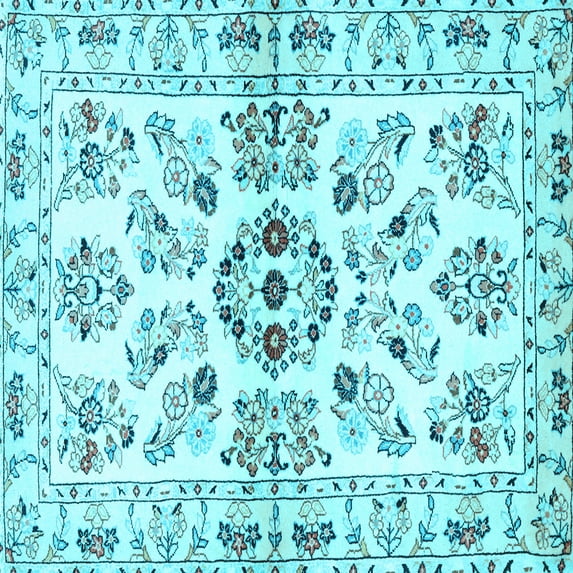 Ahgly Company Indoor Square Persian Light Blue Traditional Area Rugs, 5' Square