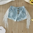 thumbnail image 2 of XQYLOS Kids' Cute Fringed Jean Shorts For Summer Shorts Summer Clothes Girls Tassel Denim Ripped Denim Short Jeans Fashion Outwear Fashionable Girls' Denim Short Pants, 2 of 7