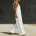 thumbnail image 4 of Women's Linen Jumpsuit, V-Neck Front Clasp Sleeveless, Breathable One-Piece Pants For Spring & Summer Vacation White XL, 4 of 4