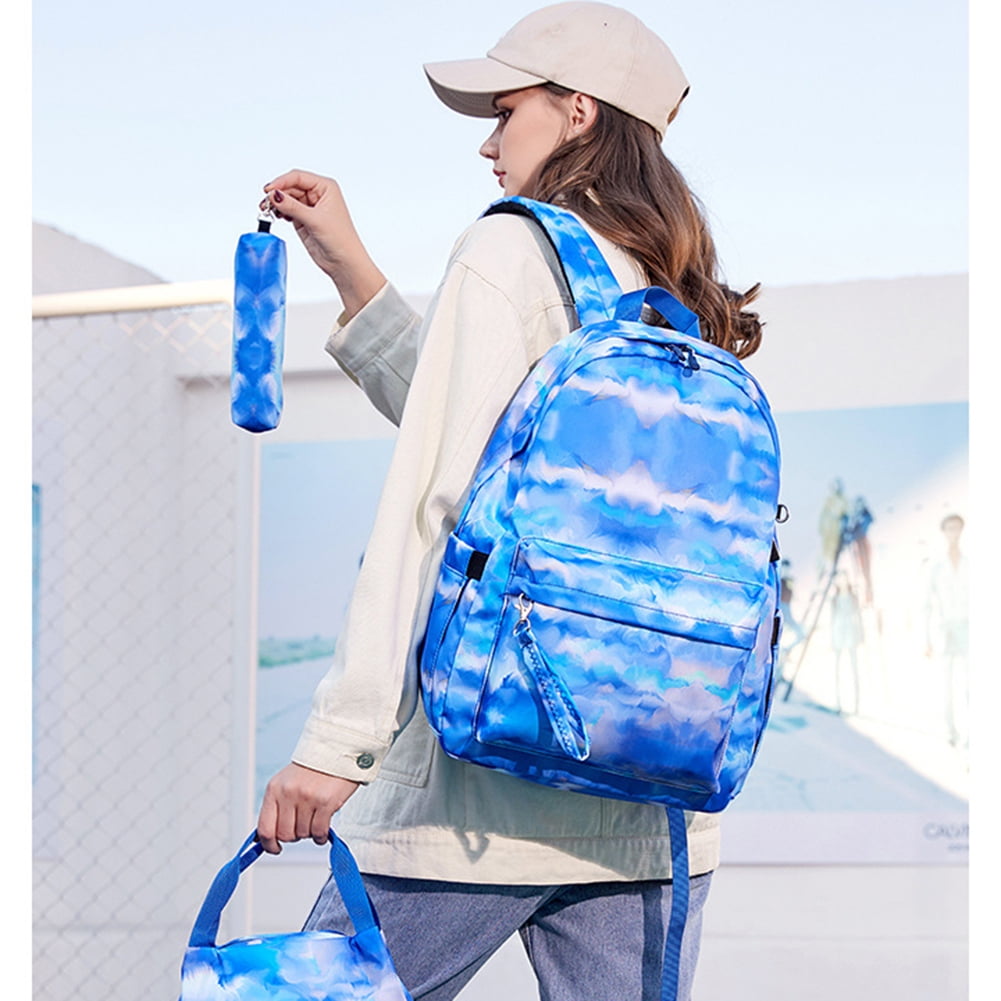 Kepooman 3Pcs Women' s High School and College Bookbag Set for Girls Teens, Kids Portable Backpack with Lunch Bag & Pencil Case, Blue Kepooman 3Pcs Women' s High School and College Bookbag Set for Girls Teens, Kids Portable Backpack with Lunch Bag & Pencil Case, Blue