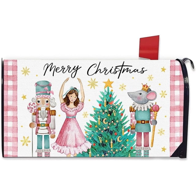 Cubierta de buzón de correo con forma de hombre de jengibre de Feliz Navidad, tamaño estándar magnético, 21" x 18", decoración decorativa para buzón de correo con forma de caramelo de menta de
