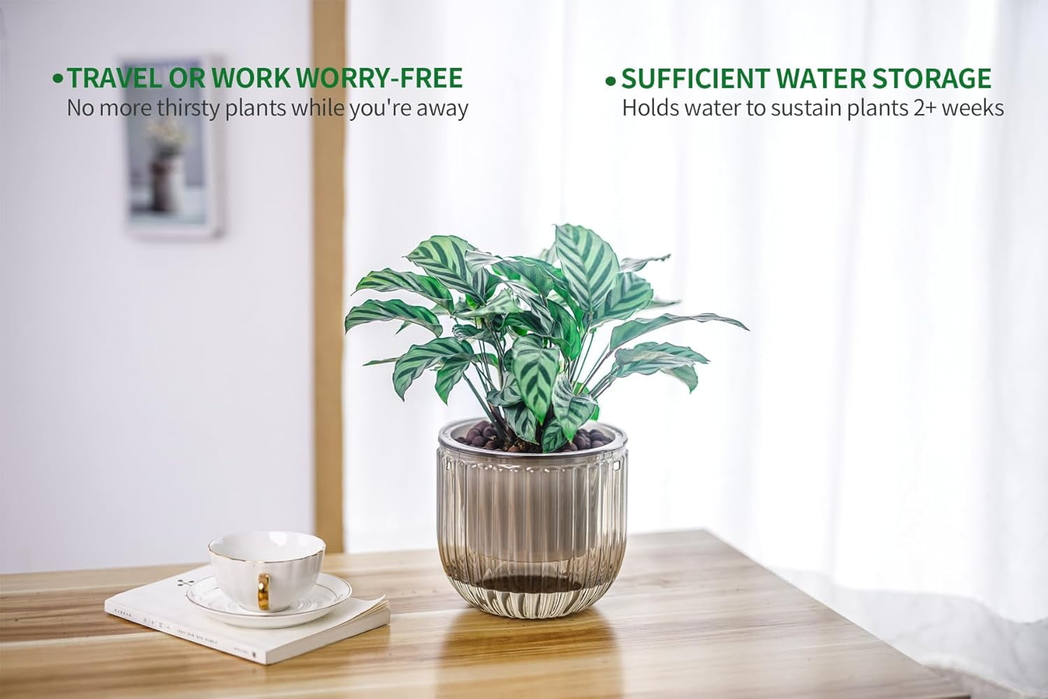 GIXUSIL 3-Pack 4 inch Self-Watering Hanging Planters with Drainage Holes, Green Indoor Outdoor Flower Pots with 3 Hook Chains for Garden Home
