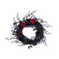 thumbnail image 4 of Black Halloween Door-Wreath with Red Rose Wreath for Front Door Black Wreath for Gothic Halloween Home Decor, 4 of 8