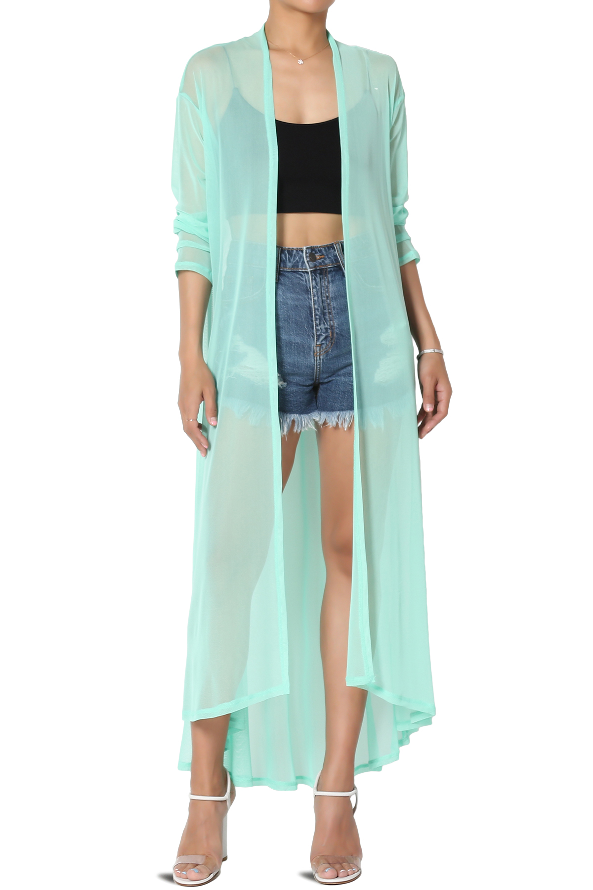 TheMogan Women's PLUS Mesh Long Sleeve 