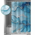 thumbnail image 4 of Blue Marble Shower Curtain, 72" x 72", Modern Abstract Art Blue Gradient Waterproof Bathroom Curtain Washable Shower Curtain Set with 12 Hooks, 4 of 6