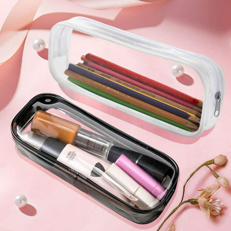 Lermende 2 Pack Pencil Case For Marker Pen Pencil Stationary Bag for Office  Colleage Adult Teen Student, Clear Zipper Pencil Pouch Transparent Pen