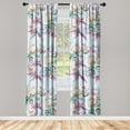 thumbnail image 3 of Ambesonne Spring Curtains, Flowers Retro Watercolor Art, Pair of 28"x63", Fern Green Pale Rust, 3 of 5