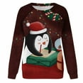 thumbnail image 4 of Chandail en Molleton de Noël pour Femmes 2023 Hauts Imprimé de Noël Col Rond Chandail Blouse Ample Chandail en Molleton Sans Capuche en Liquidation, 4 of 7