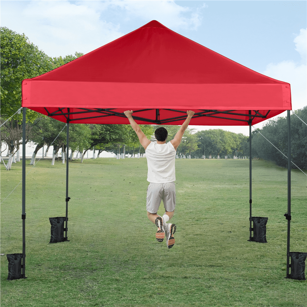 Renwick 10x10ft Commercial Pop-up Canopy Tent with Wheeled Carry Bag, Red