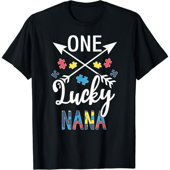 t-shirtOne Lucky Nana Autism Awareness Shirt T-Shirt mens t shirt，black，women，funny，misfits，men，journey