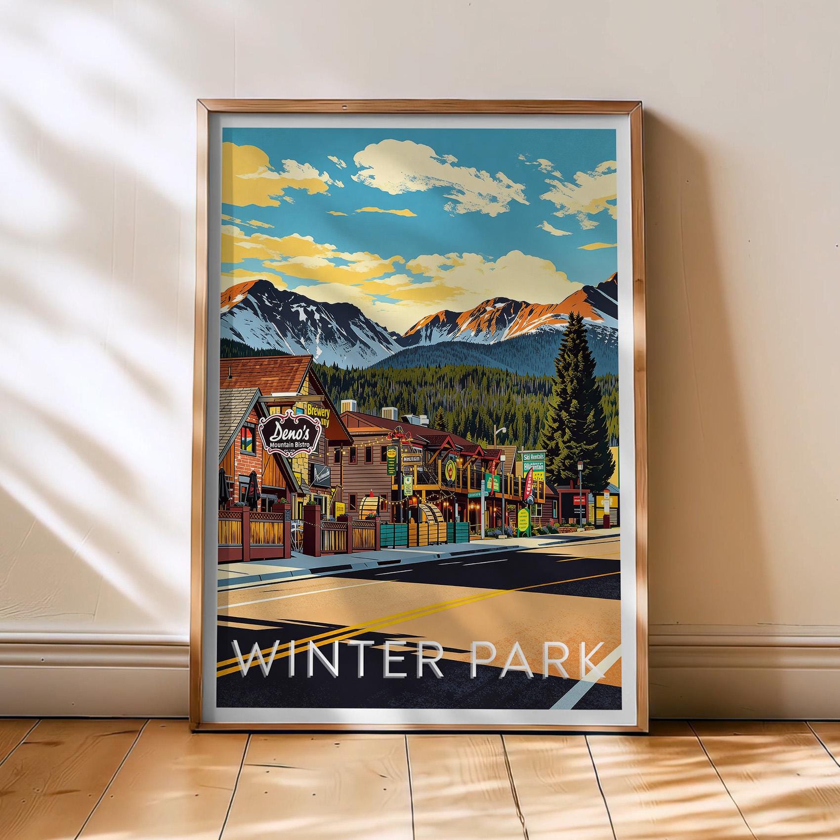 Winter Park Resort Featuring Winter Park USA And Rocky Mountains Vintage Travel Wall Art Poster , Poster Print Only