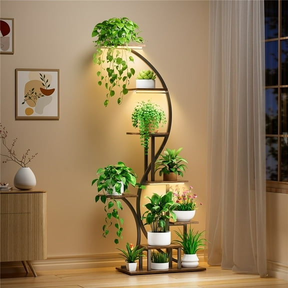 [Indoor Grow Light Plant Stand] 8-Tiered Metal Plant Stand Indoor With Grow Light - 65'' Tall Plant Stands For Indoor Plants Multiple