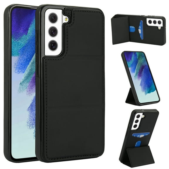 Allytechgroup Wallet Case for Samsung Galaxy S21 FE with Credit Card Slot, PU Leatehr Phone Case with Stand RFID Blocking Shockproof Back Cover for Samsung Galaxy S21 FE for Women Men, Black