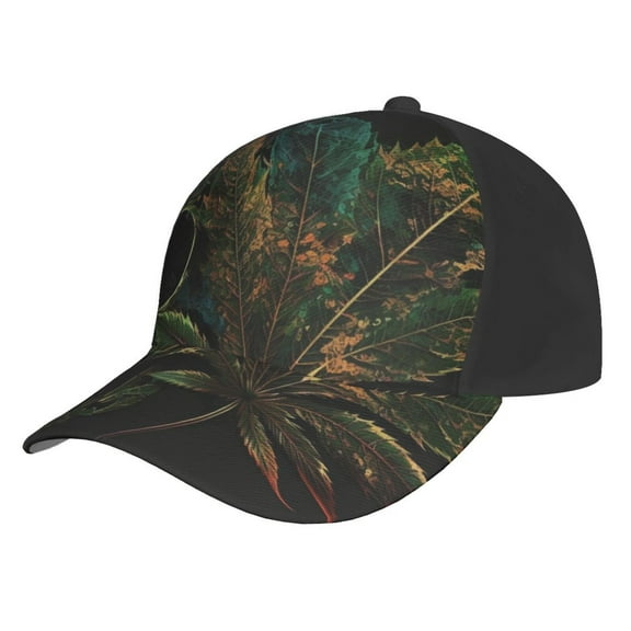 Baseball Caps Adjustable Outdoor 3D Dad Casual Hat Snapback , Skull Weed Leaf Art
