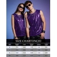 thumbnail image 4 of Men's Sequin Tank Top Sparkly Glitter Sleeveless Shirt Crew Neck Shiny Metallic Vest for Music Festival, Disco Party, Stage Performance Purple L, 4 of 7