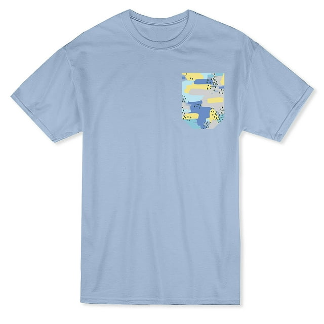 T-shirt Homme Bleu Clair avec Motif de Taches Cool et Fausse Poche