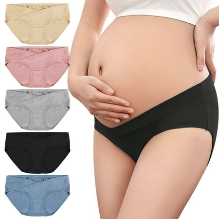 

Gustave Women Cotton Underwear 3 Pack Maternity Low Waist Panties Pregnancy Postpartum Under Bump Breathable Stretch Briefs Plus Size Underwear Gray 3XL
