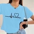 thumbnail image 2 of MIXUE Summer Heart Print Crew Neck Short Sleeve Fashion Casual Tshirts Streetwear,Blue,XL, 2 of 5