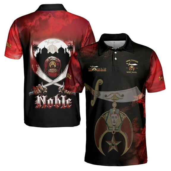 Customized Grunge Noble Shriners Dark Moon Men's Polo Shirt S-5XL