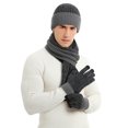 thumbnail image 2 of Casquillo casual Conjunto de guantes de pantalla táctil y bufanda de gorro de punto de invierno para mujeres y hombres, 2 of 8