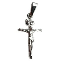 Real Solid 925 Sterling Silver Jesus Piece Shiny Crucifix Cross Pendant Small 1" inch Cruz Dije De Plata