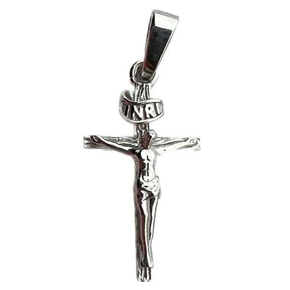 Real Solid 925 Sterling Silver Jesus Piece Shiny Crucifix Cross Pendant Small 1" inch Cruz Dije De Plata