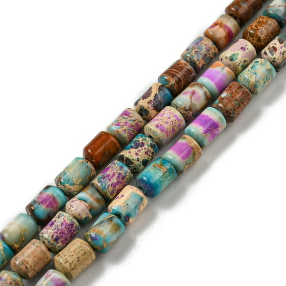 3 Strand Natural Imperial Jasper Beads Strands Dyed Column 5.7~6.2x4~4.5mm Hole: 0.7mm 67pcs/strand 15.55 inch(39.5cm)