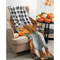 thumbnail image 3 of Fall Harvest Flannel Blanket for Bed,Travel and Camping, Pumpkin Bucket Grape Super Soft Cozy Blanket for All Seasons 50"x60", 3 of 6