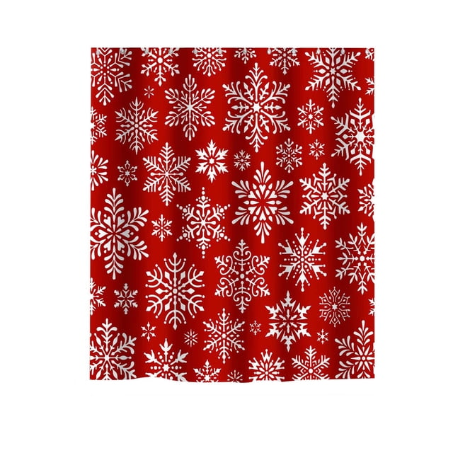 Dvkptbk Rideau de Douche en Polyester Imprimé Flocon de Neige d'Hiver de Noël