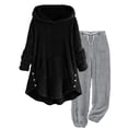 thumbnail image 6 of zfwon Womens Fleece Pyjamas Sets Long Sleeve Winter Warm Pjs Soft Hoodies Tops and Joggers Thermal Lounge Wear 2 Piece Lightweight Pjs Sets Sleepwear Nightwear Plus Size S-5Xl, 6 of 6