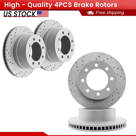 ACB ZONE Front Rear Brake Rotors Set for Dodge Ram 1500 Ram 2500 Ram 3500, Drilled & Slotted Disc Rotors Kit (780143, 780139)