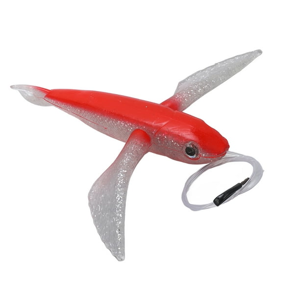 Flying Fish Lure, Bright Color Attractive Yummy Tuna Lures Waterproof With  Hook For Marine Red 
