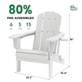 thumbnail image 3 of KINGYES Outdoor Folding HDPE Adirondack Chairs Set of 2 with Dual Cup Holder - Patio & Outdoor Lounge, Deck, Weather - Resistant , White, 3 of 12