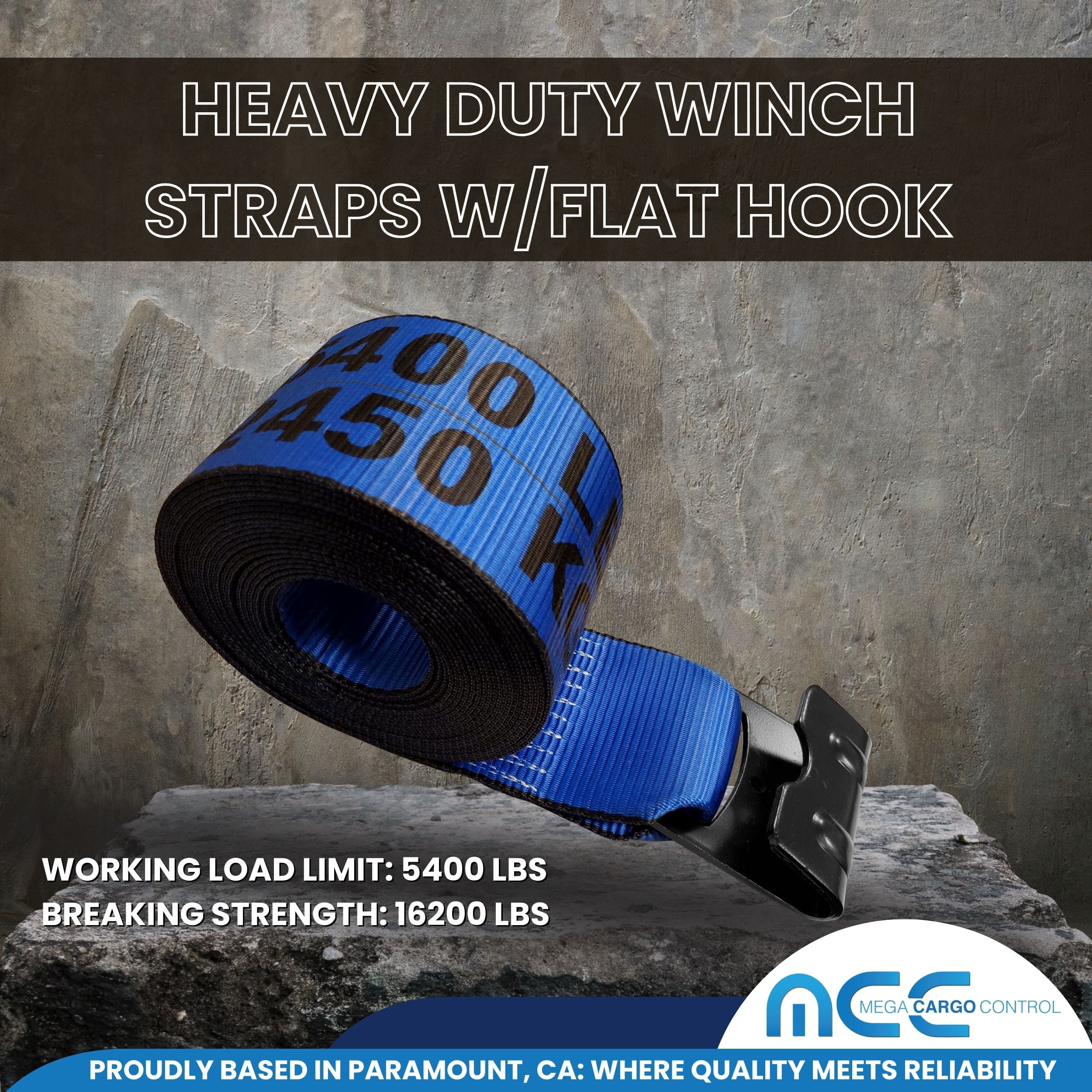 Mega Cargo Control USA 10-Pack Heavy Duty 4" X 30' Winch Tie Down Strap W/ Flat Hook For Flatbed Truck Trailer Farm WLL: 5400 Lbs Green - Walmart Supplies - View #10