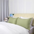 thumbnail image 3 of PiccoCasa 2 Pack 1800 Microfiber Oxford Pillowcases,  Queen Sage Green, 3 of 7